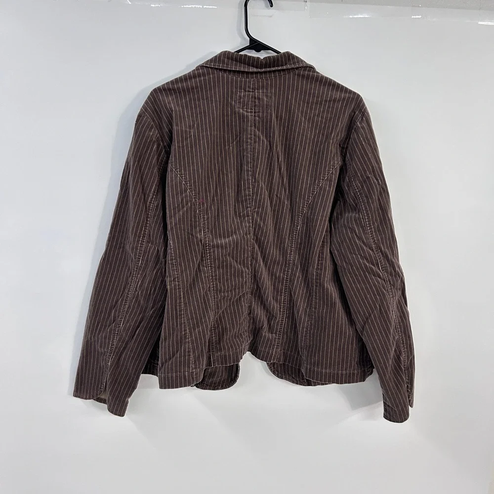 Brown Pinstripe Cotton Stretch Blazer 18/20 Academia Preppy Workwear Venezia